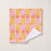 Boho Retro Floral Rose Orange Mustard (Gant de toilette)