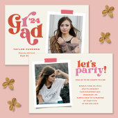 Boho Retro Foto Afstuderen Uitnodiging