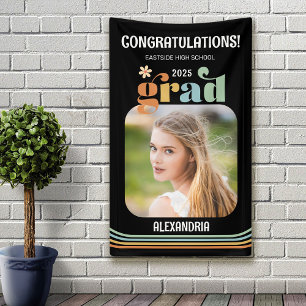 Boho Retro Foto Congratulaties Afstudeerbanner Spandoek