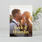 Boho Retro Foto Gouden Bruiloft Dank u Kaart (Staand Voorkant)