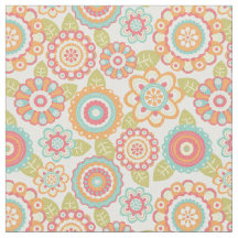 Boho Retro Funky Flowers Floral Pattern (Cream)