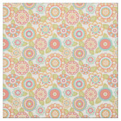Boho Retro Funky Flowers Floral Pattern (Cream) Stof (Swatch)