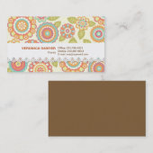 Boho Retro Funky Flowers Floral Pattern (Cream) Visitekaartje (Voorkant / Achterkant)