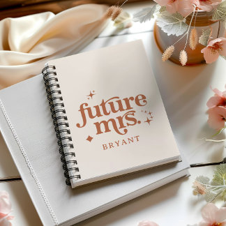 Boho retro gepersonaliseerde toekomstige mevrouw. notitieboek