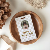 Boho Retro Geruite Patroon Foto ID Barcode Badge