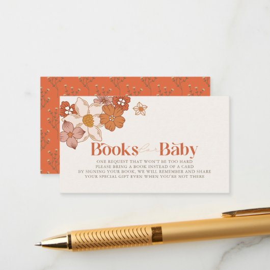 Boho Retro Groovy Bloemen Meisje Boek Verzoek Informatiekaartje (Voorkant / Achterkant in situ)