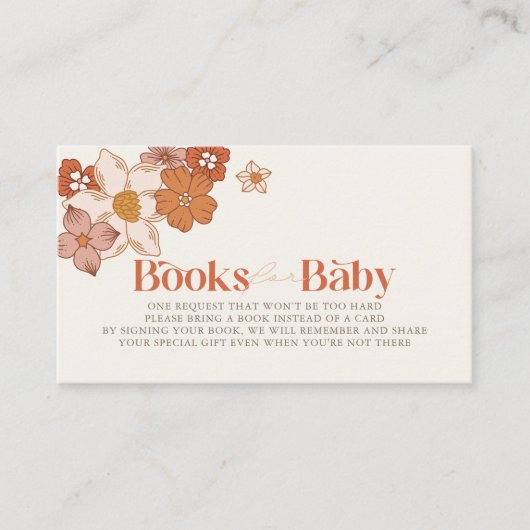 Boho Retro Groovy Bloemen Meisje Boek Verzoek Informatiekaartje (Voorkant)