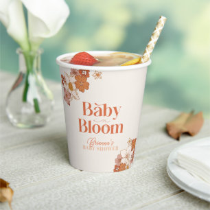 Boho Retro Groovy Floral Baby shower Baby shower Papieren Bekers