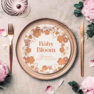 Boho Retro Groovy Floral Baby shower Baby shower Papieren Bordje