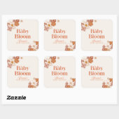 Boho Retro Groovy Floral Baby shower Vierkante Sticker (Vel)