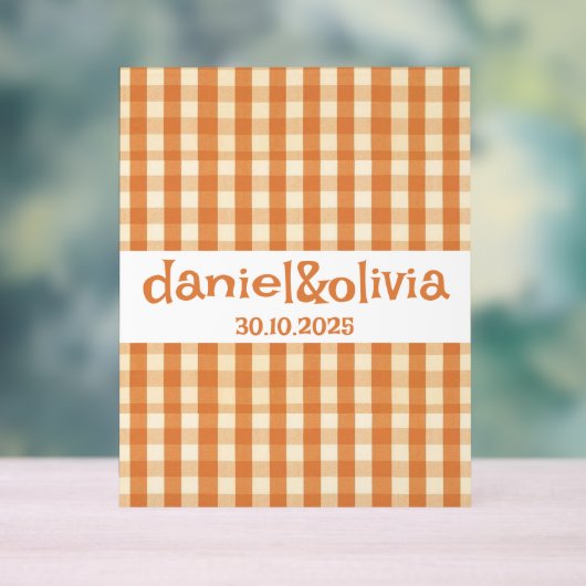 Boho Retro Groovy Kleurrijke Wavy bruiloft Acryl Bord (Neutraal)