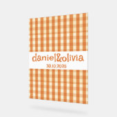 Boho Retro Groovy Kleurrijke Wavy bruiloft Acryl Bord (Hoek)