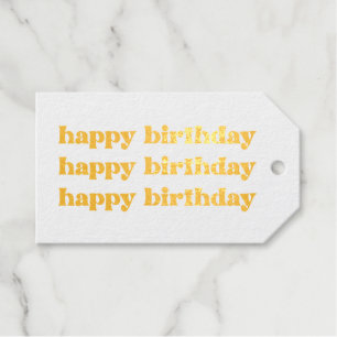 Boho Retro Happy Birthday Gift Label Gold Foil