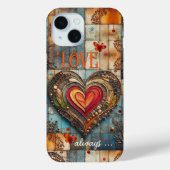 Boho Retro Hart Abstracte Kunst Telefoon Case (Achterkant)