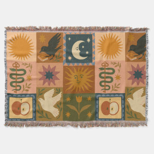 Boho Retro Hemel Zon Maan Deken