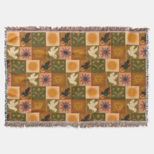 Boho Retro Hemelse Zon Maan Deken (Voorkant)