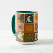 Boho Retro Hemelse Zon Maan Mok (Voorkant links)