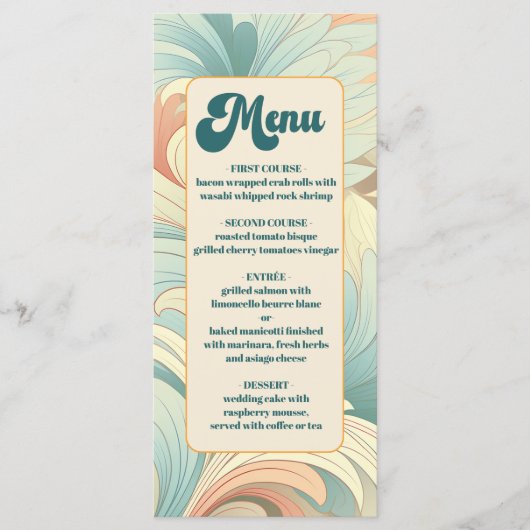Boho Retro Kleurrijke Bloemen Bruiloft Menu (Voorkant)