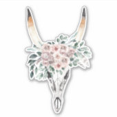 Boho retro  koe steer horns schedel sticker (Voorkant)