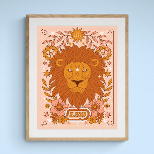 Boho Retro Leo Zodiac Poster