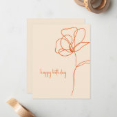 Boho Retro Line Art Floral Bonne carte d'anniversa (Devant/Arrière en situation)