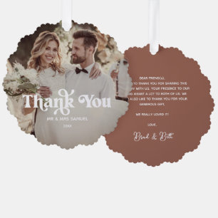 Boho Retro Mariage Merci ornement de papier photo