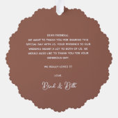 Boho Retro Mariage Merci ornement de papier photo (Verso)