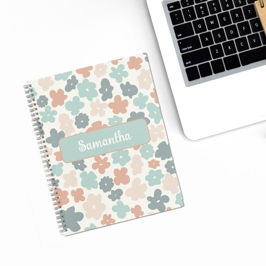 Boho retro pastel bloemmotief notitieboek