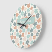 Boho retro pastel flower print grote klok (Hoek)