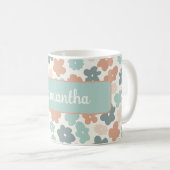 Boho retro pastel flower print koffiemok (Voorkant rechts)