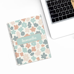 Boho retro pastel flower print notitieboek