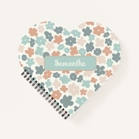 Boho retro pastel flower print notitieboek (Voorkant)