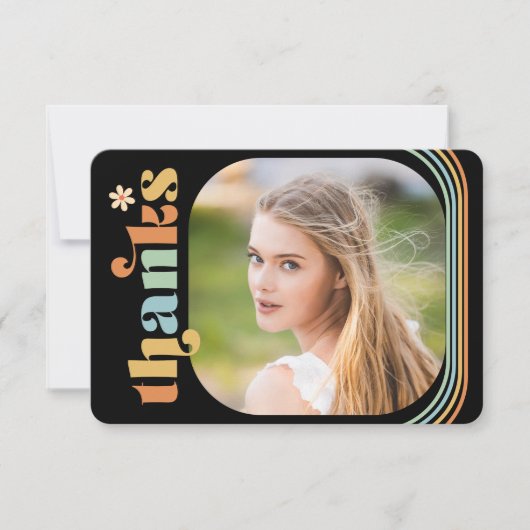 Boho Retro Photo Afstuderen Bedankkaart (Voorkant)