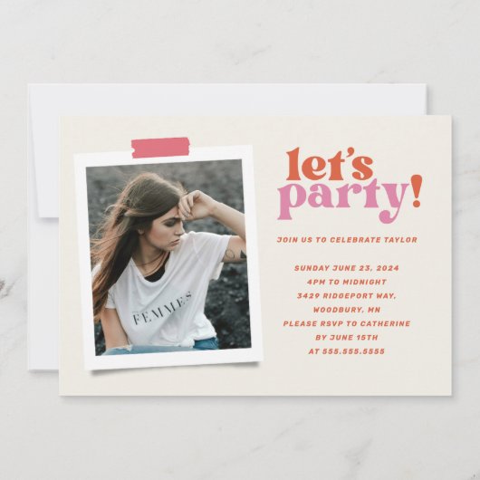 Boho Retro Photo Graduation Invitation (Dos)