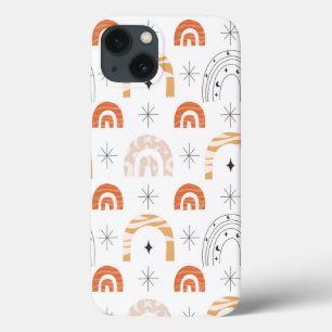 Boho retro regenbooglijnstraalsterren iPhone 13 hoesje