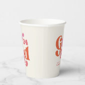 Boho Retro Roze en Oranje Afstuderen Cup Papieren Bekers (Rechts)