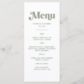 Boho Retro Sage Green Wedding Drinks Menu (Voorkant)