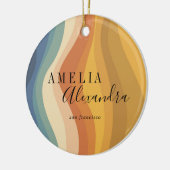 Boho Retro Script Abstract Wavy Lines Geel Blauw Keramisch Ornament (Links)
