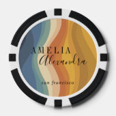 Boho Retro Script Abstracte Golvende Lijnen Geel B Poker Chips (Voorkant)