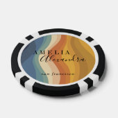 Boho Retro Script Abstracte Golvende Lijnen Geel B Poker Chips (Enkel)