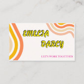 Boho Retro Script Abstracte Wavy lijnen geel Visitekaartje (Voorkant)