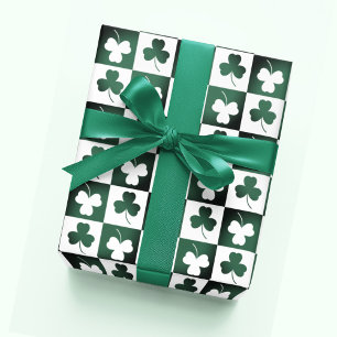 Boho Retro Shamrock Klaver Bladpatronen Bloemen Cadeaupapier