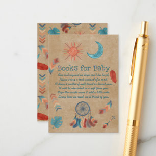Boho Retro Sun Moon Baby shower Books for Baby Informatiekaartje