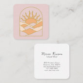 Boho Retro Sunrise Mountains Vierkante Visitekaartje (Voorkant / Achterkant)