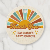 Boho Retro Sunshine Baby shower Bedankjes Labels (Voorkant)