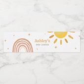 Boho Retro Sunshine Baby shower Waterfles Etiket (Enkel label)