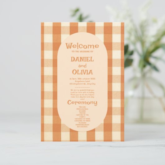 Boho Retro Super Colorful Wavy Wedding Programmes (Debout devant)