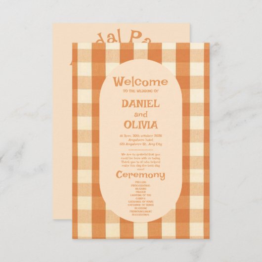 Boho Retro Super Colorful Wavy Wedding Programmes (Devant / Derrière)