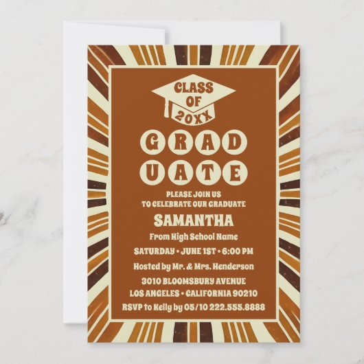 Boho Retro Super Graduation Party Invitation (Devant)