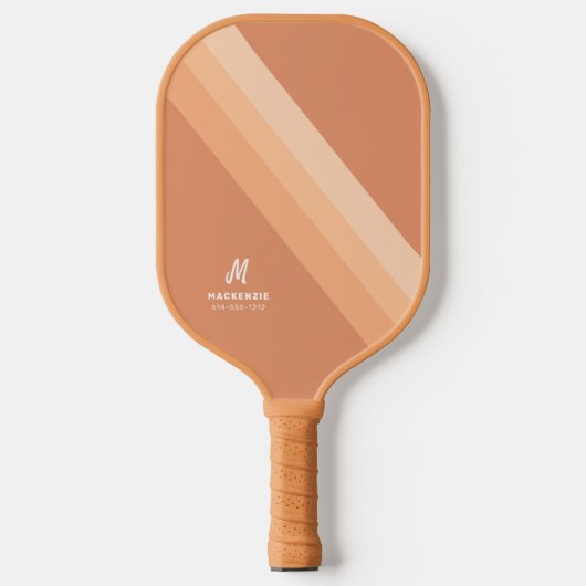 Boho Retro Tan Terracotta Monogrammed Pickleball Paddle (Voorkant)